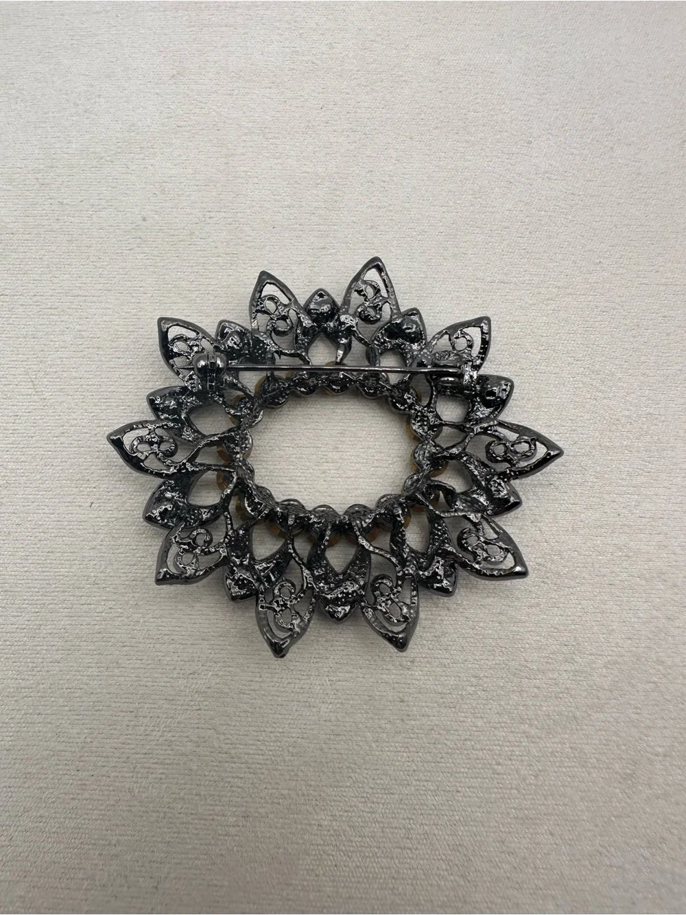 Black Floral Metal Sunburst Wall Accent
